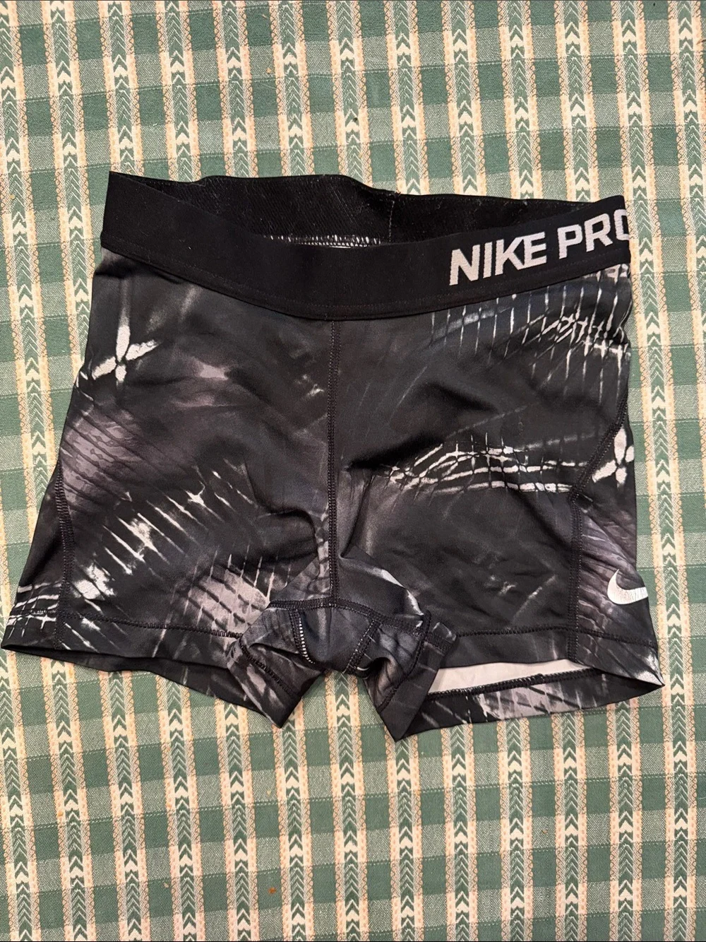 Nike Pro Black and White Tie-Dye Compression Shorts
